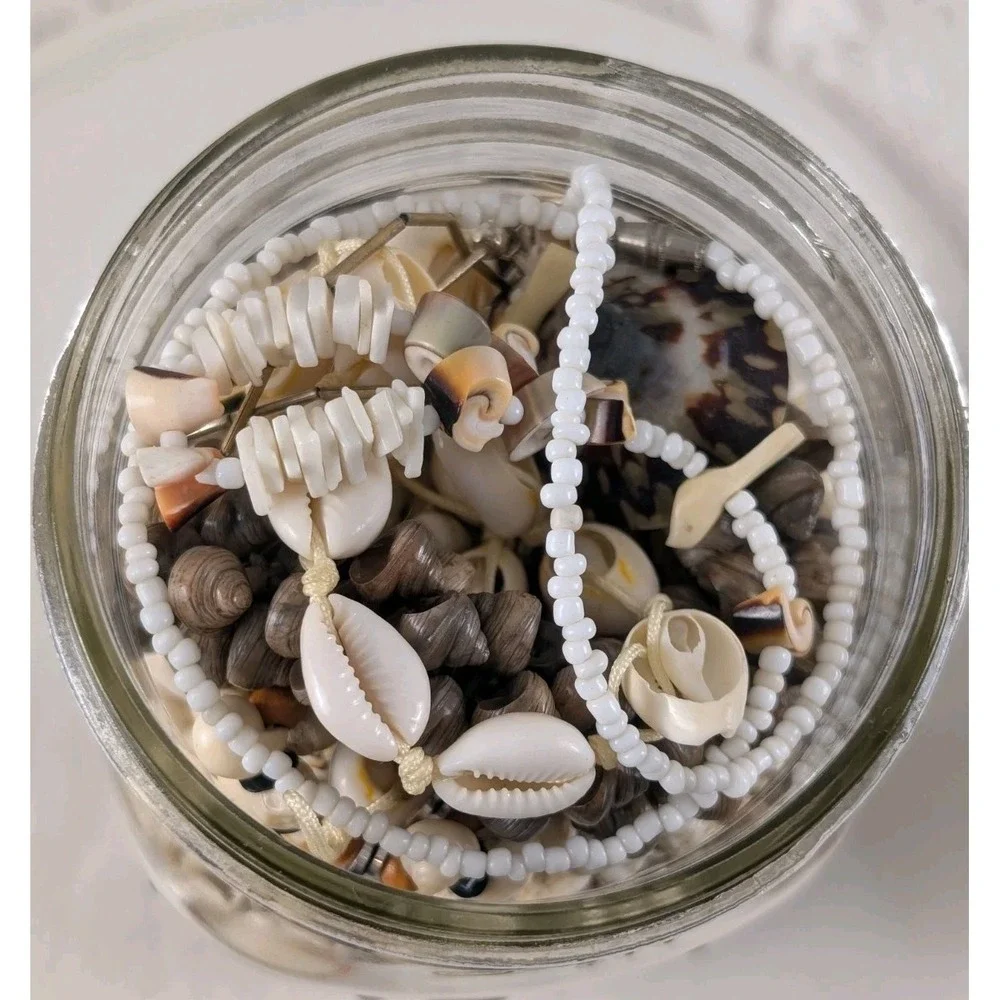 32 Oz Shell Jewelry Mystery Jar Wearable Seashell Necklaces Bracelets Mixed Lot